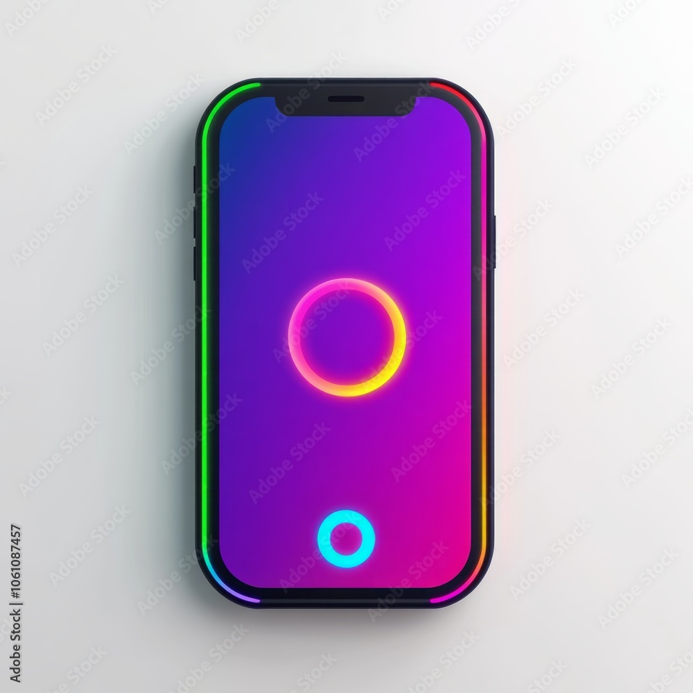Modern smartphone with glowing neon lights. Modern smartphone with glowing neon lights.