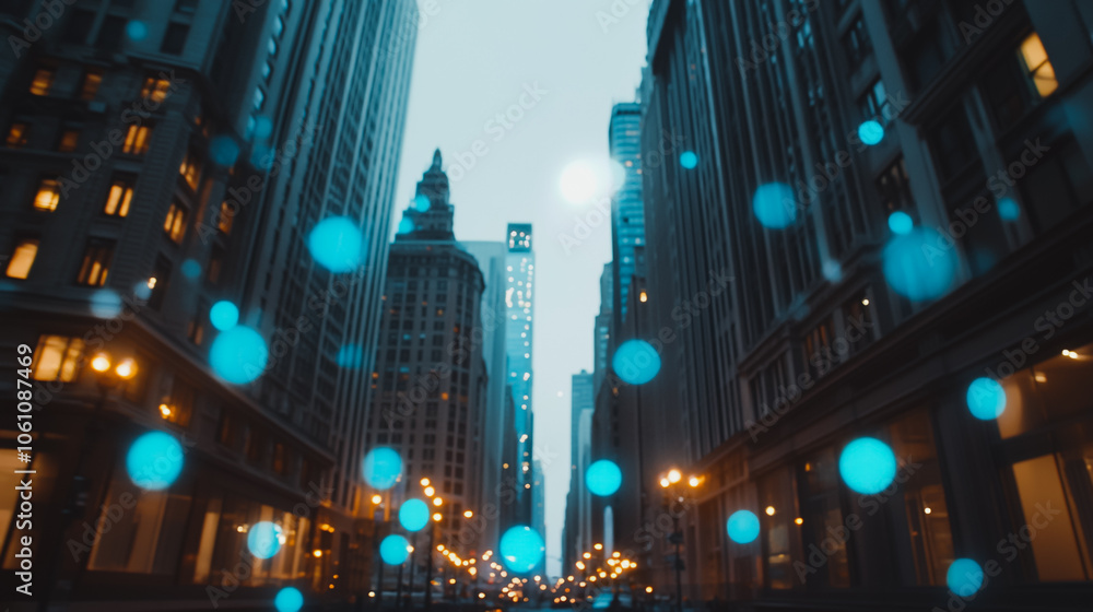 Obraz premium Smart digital city with connection cyber security network reciprocity over the cityscape . future smart wireless digital city and social media networking systems that connects people within the city