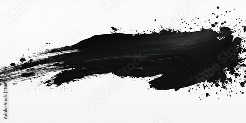 Abstract black in splash, paint, brush strokes, created by ai