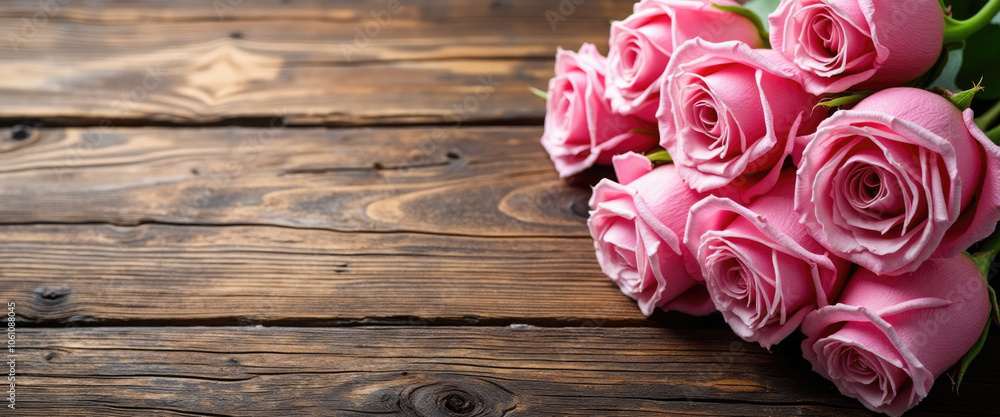 pink roses on wooden background pink roses on wooden background