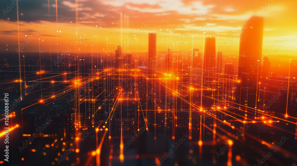 Smart digital city with connection cyber security network reciprocity over the cityscape . future smart wireless digital city and social media networking systems that connects people within the city Smart digital city with connection cyber security network reciprocity over the cityscape . future smart wireless digital city and social media networking systems that connects people within the city