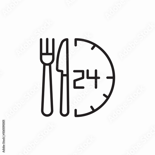 restaurant delivery 24 hours icon sign vector