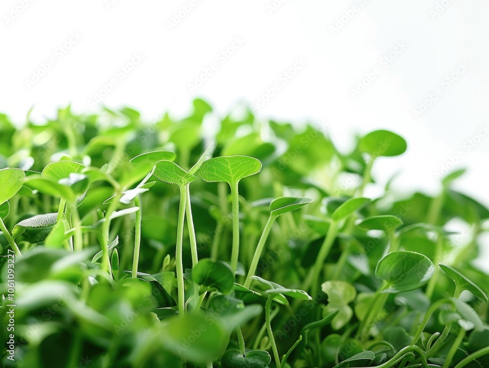 Obraz premium A close-up of fresh green vegetable sprouts growing on a bed of soil, emphasizing healthy and natural produce.