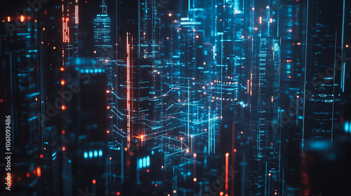 Smart digital city with connection cyber security network reciprocity over the cityscape . future smart wireless digital city and social media networking systems that connects people within the city