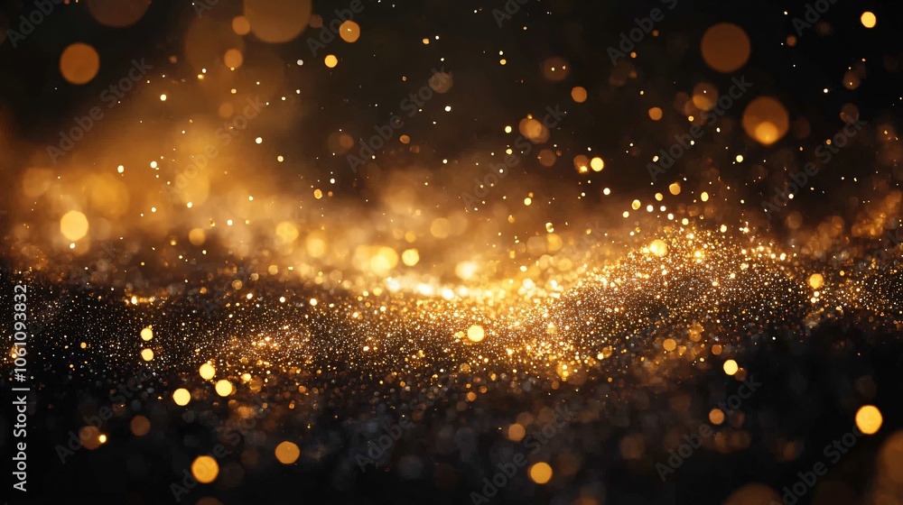 Sparkling gold dust on a black background Sparkling gold dust on a black background