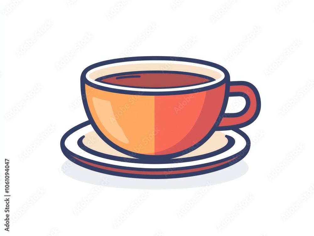 Digital illustration of a cup of coffee on saucer. Digital illustration of a cup of coffee on saucer.