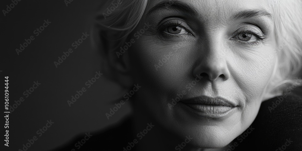 Woman's face blended into dark background with light effect Woman's face blended into dark background with light effect
