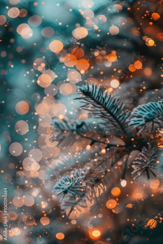 Wallpaper Mural Glowing lights on pine branches, festive holiday scene. Torontodigital.ca