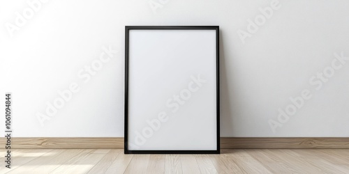 This image features an empty canvas on a wooden floor, against a clean wall. The minimalist style is ideal for interior design or home decor.