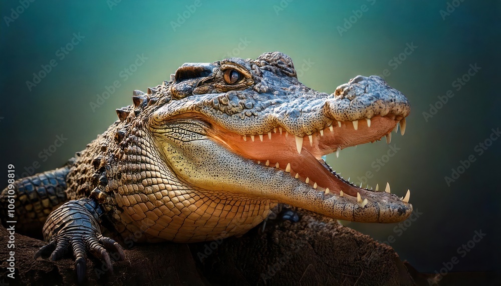 Fototapeta premium High definition of a crocodile emoji, expression, unique concept, canvas, high quality, high