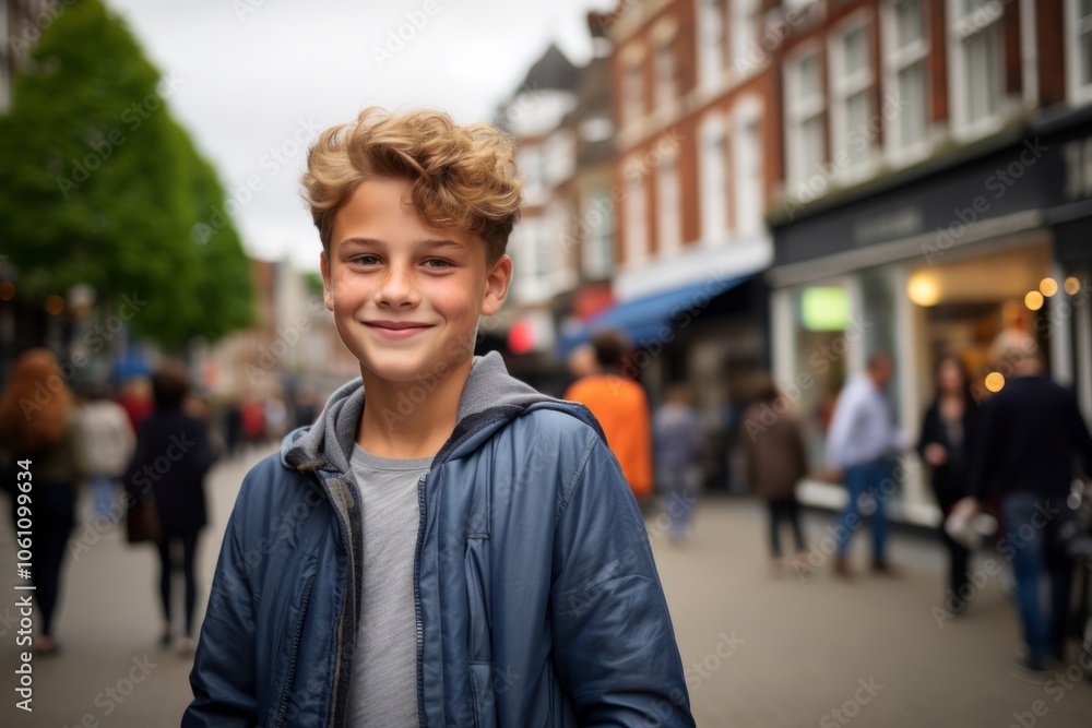 Portrait of a young boy in the street of London, UK Portrait of a young boy in the street of London, UK