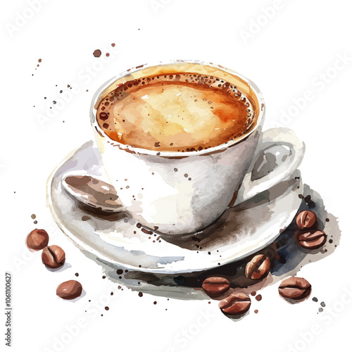 A watercolor vector of Coffee, isolated on a white background.