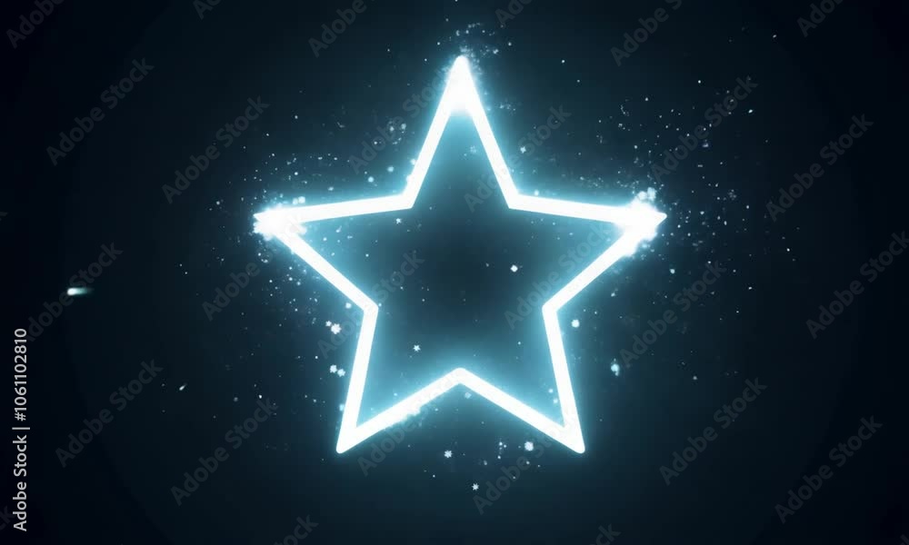 Neon three quarter star left icon glowing black background animation Neon three quarter star left icon glowing black background animation
