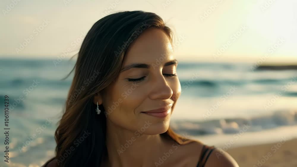 Serene Sunrise Yoga Meditation on Beach – Woman in Tranquil Pose with Gentle Ocean Breeze, Soft Golden Light, and Soothing Atmosphere Serene Sunrise Yoga Meditation on Beach – Woman in Tranquil Pose with Gentle Ocean Breeze, Soft Golden Light, and Soothing Atmosphere