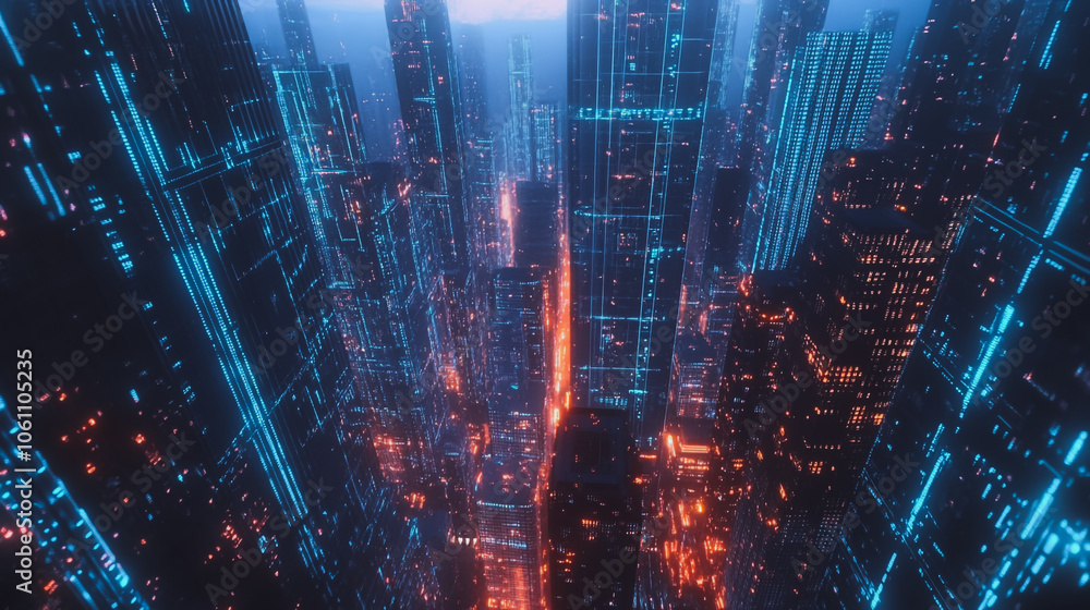 Smart digital city with connection cyber security network reciprocity over the cityscape . future smart wireless digital city and social media networking systems that connects people within the city Smart digital city with connection cyber security network reciprocity over the cityscape . future smart wireless digital city and social media networking systems that connects people within the city