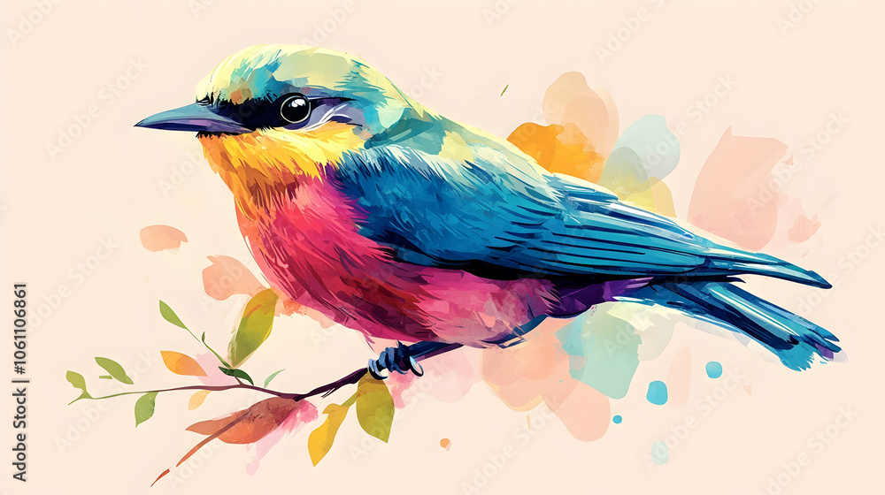Colorful bird illustration with unique feather design Colorful bird illustration with unique feather design
