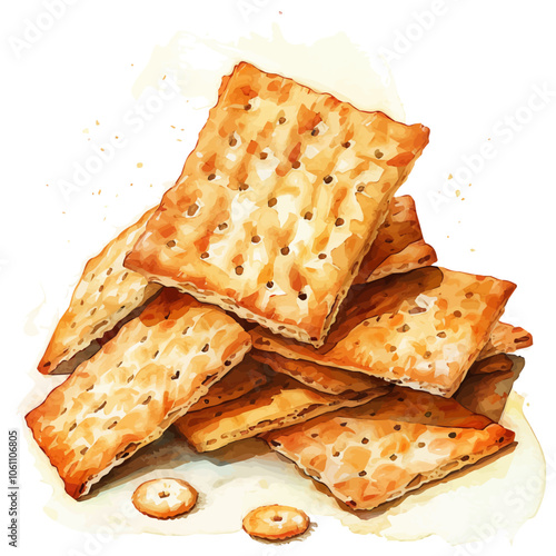 A watercolor vector of Crackers, isolated on a white background.