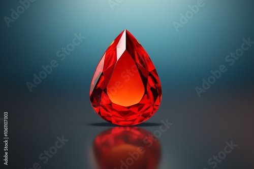 a red gem on a blue background photo