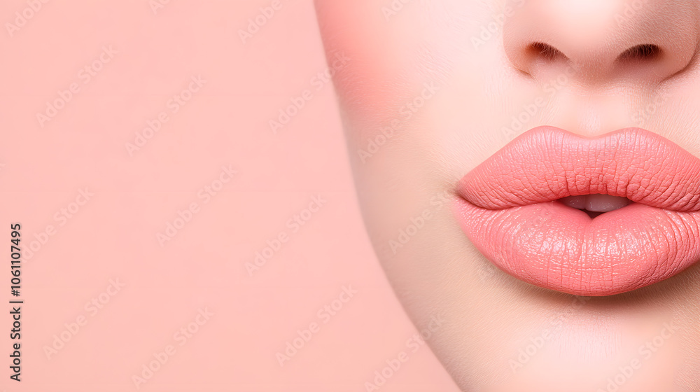 Close-Up of Beautiful Lips with Lipstick: A Detailed View Highlighting Smooth Texture and Vibrant Colour. Close-Up of Beautiful Lips with Lipstick: A Detailed View Highlighting Smooth Texture and Vibrant Colour.