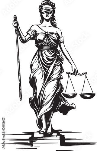 statue of justice, lady justice vector