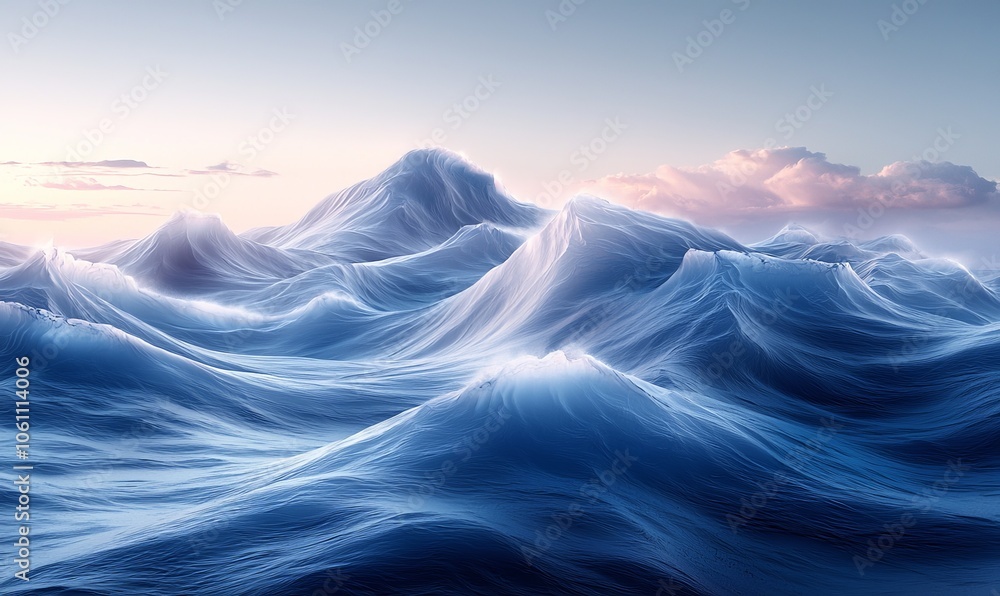 Serene ocean waves with a tranquil sky at dawn. Serene ocean waves with a tranquil sky at dawn.