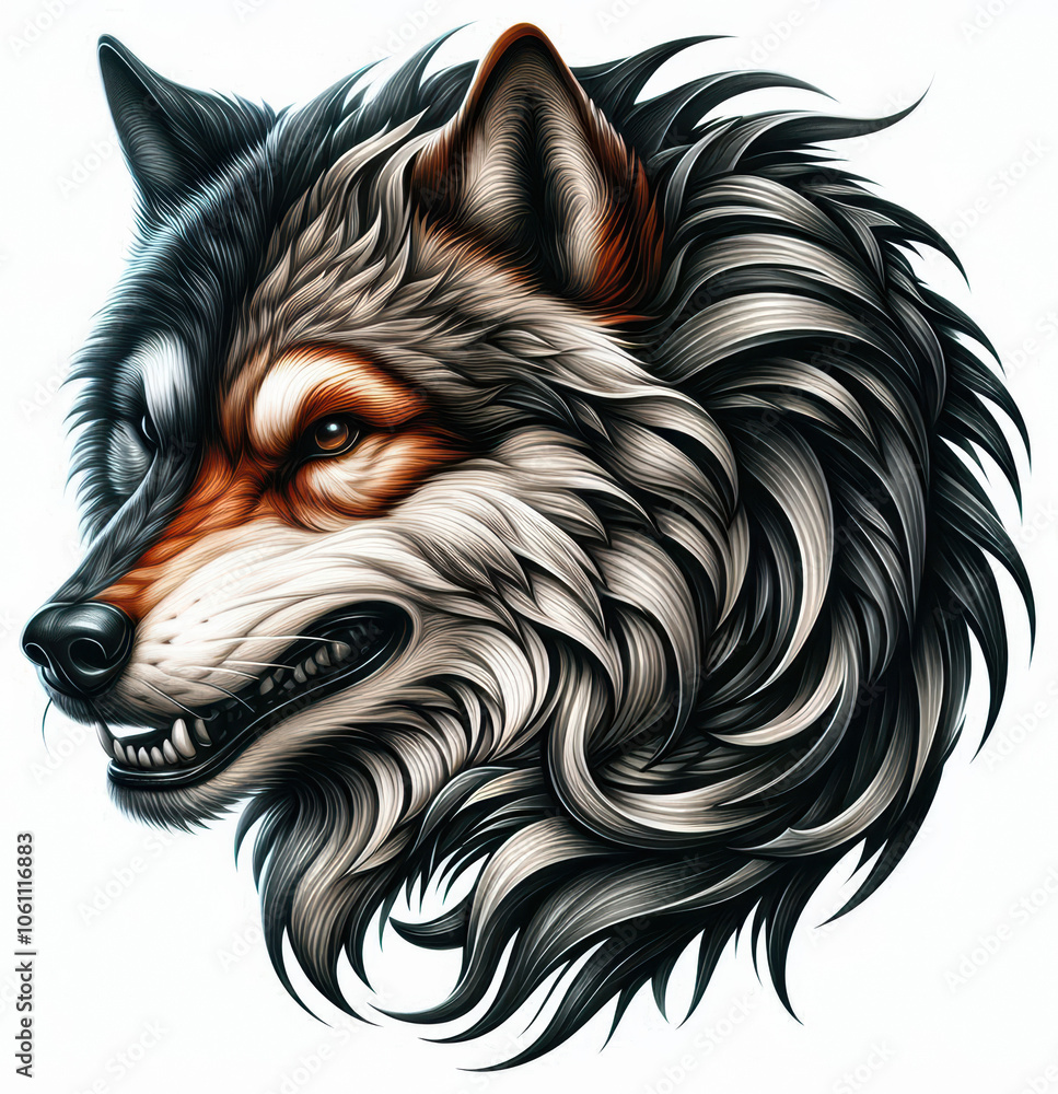 Naklejka premium TRIBAL TATOO トライバル タトゥ 狼 wolf