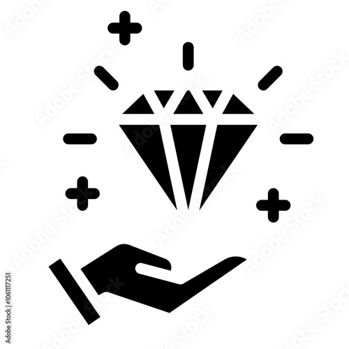 hand holding a diamond icon