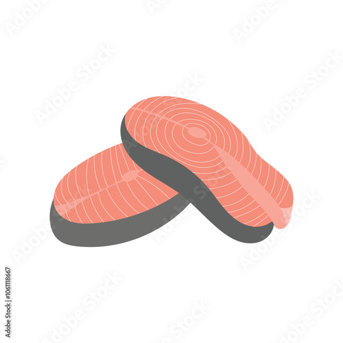 Logo salmon fish raw with blank background