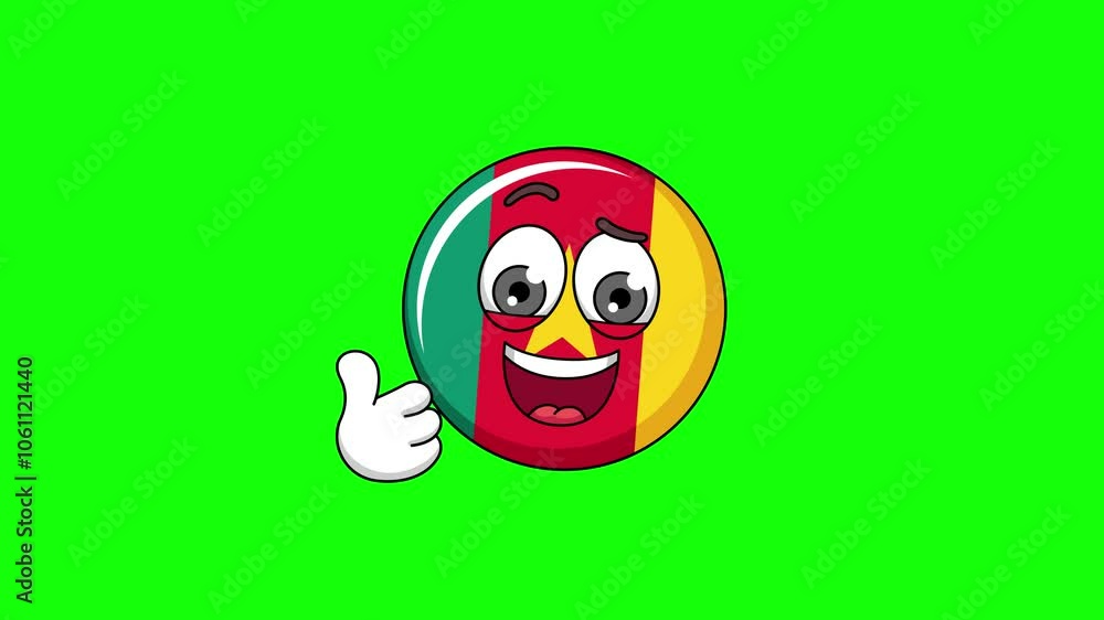 Thumbs-up cameroon cartoon loop animation on a green screen Thumbs-up cameroon cartoon loop animation on a green screen