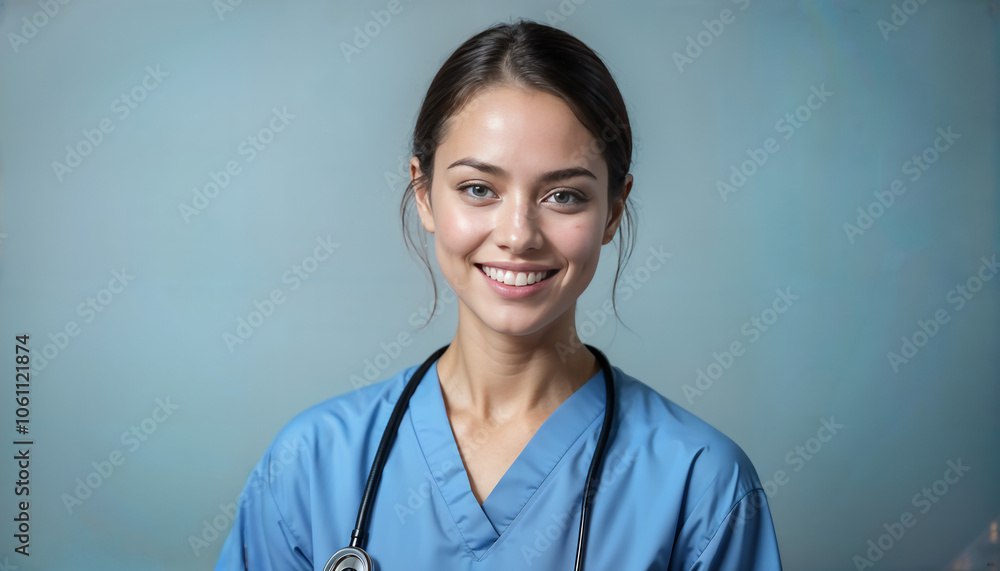 Portrait of a female nurse smiling. Portrait of a female nurse smiling.