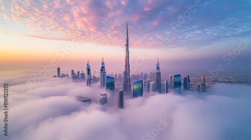 Wallpaper Mural Majestic Dubai Skyline Above the Clouds at Sunset Torontodigital.ca