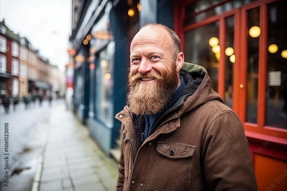Portrait of a bearded man with a long beard on a street in London Portrait of a bearded man with a long beard on a street in London
