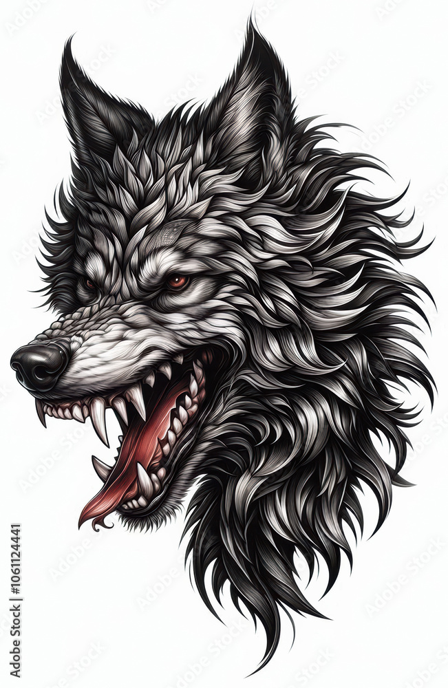 Naklejka premium TRIBAL TATOO トライバル タトゥ 狼 wolf
