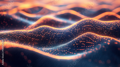 AI's view of the internet, represented as a vast digital ocean with glowing data waves
