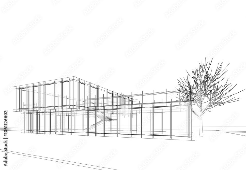 house building sketch architecture 3d illustration house building sketch architecture 3d illustration