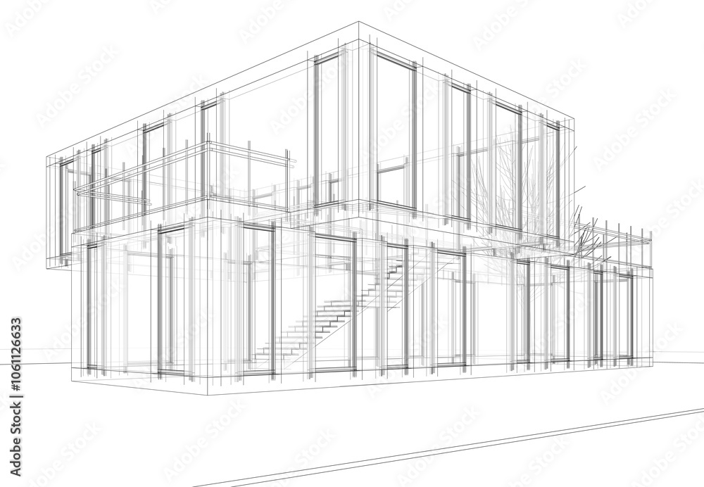 house building sketch architecture 3d illustration house building sketch architecture 3d illustration