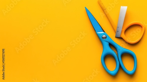 Wallpaper Mural Blue and Yellow Scissors on Yellow Background Torontodigital.ca