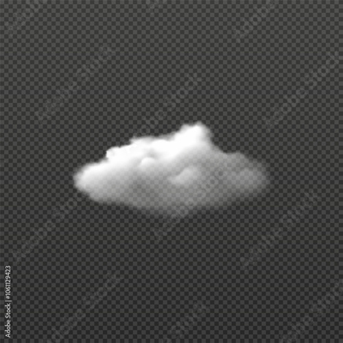 Vector realistic cloud, smoke or fog on isolated transparent background. Cloud png. Smoke png