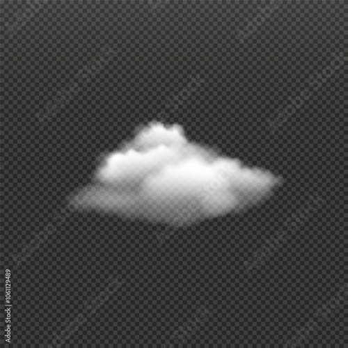 Vector realistic cloud, smoke or fog on isolated transparent background. Cloud png. Smoke png