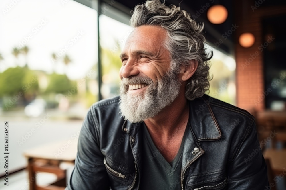 Portrait of a senior man smiling at the camera in a cafe Portrait of a senior man smiling at the camera in a cafe