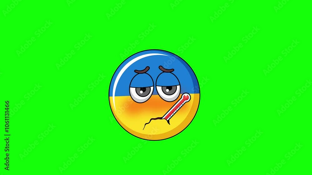 Fever animation of a ukraine cartoon, with a thermometer Fever animation of a ukraine cartoon, with a thermometer