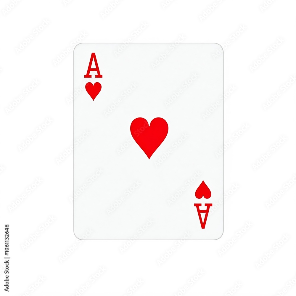 Obraz premium playing card, ace of hearts on white background