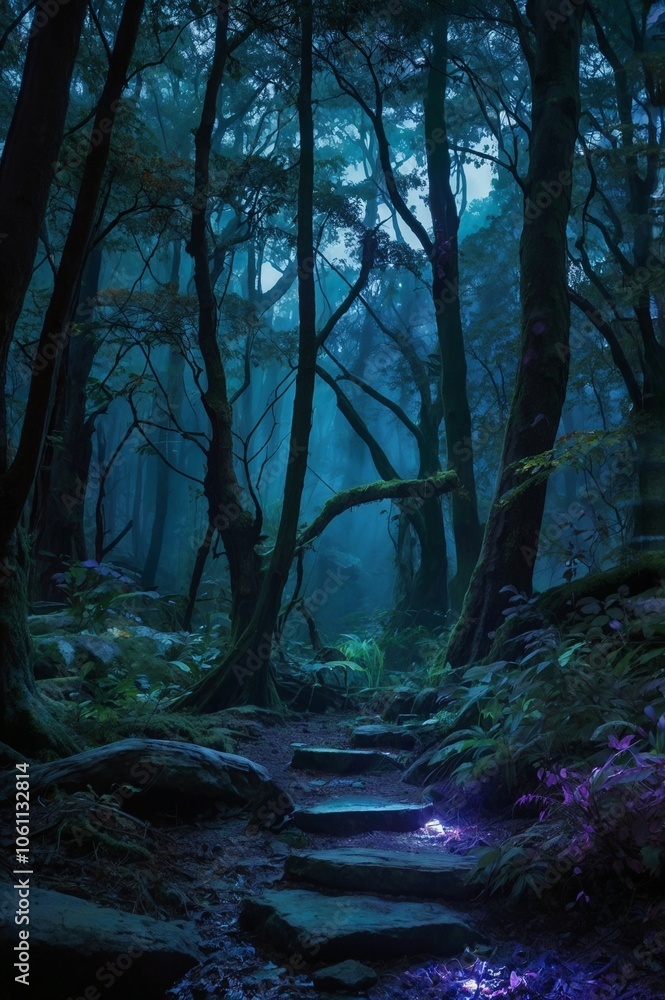 night forest in the fog night forest in the fog