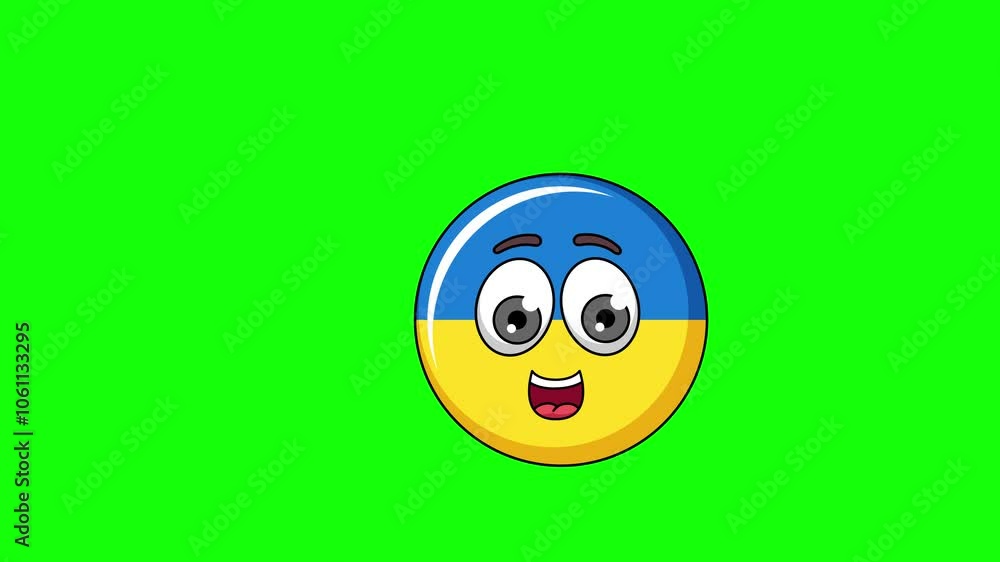 ukraine cartoon animation holds a banner, emoji emoticon ukraine cartoon animation holds a banner, emoji emoticon
