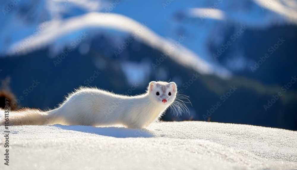Obraz premium white ermine, AI generated