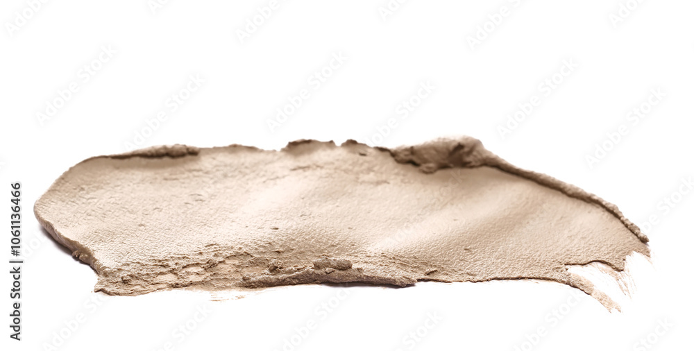 Ceramic tile adhesive spread, pile of wet cement isolated on white, side view Ceramic tile adhesive spread, pile of wet cement isolated on white, side view