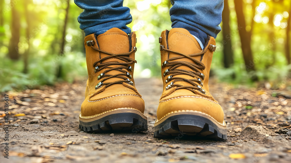 Hiking Boots in Forest, Nature, Trail, Path, Adventure, Travel Hiking Boots in Forest, Nature, Trail, Path, Adventure, Travel