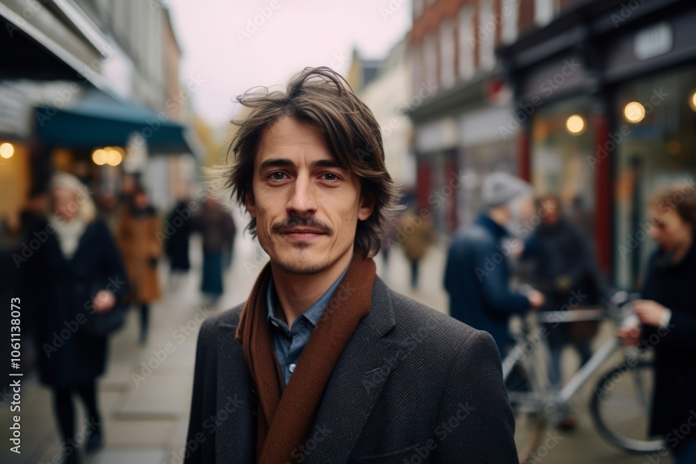 Portrait of a handsome young man in a coat on the street Portrait of a handsome young man in a coat on the street