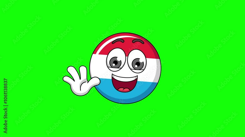 Waving hand animation of a luxembourg cartoon, mascot character on green screen Waving hand animation of a luxembourg cartoon, mascot character on green screen
