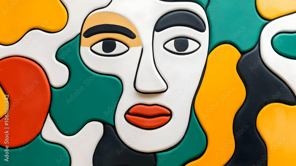 Abstract Colorful Face Mosaic, art, background, design, geometric, illustration